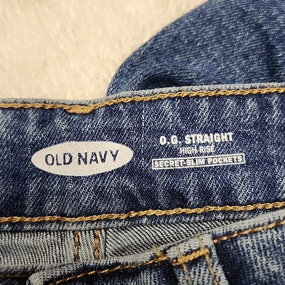 Old Navy Women's High-Rise O.G. Straight Leg Jeans - Size 0 Blue - Picture 3 of 10